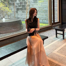 画像をギャラリービューアに読み込む, ノースリーブトップス シワ加工ロングスカート セットアップ体型カバー 着痩せ 大人可愛い オフィス
