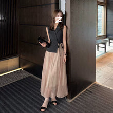 画像をギャラリービューアに読み込む, ノースリーブトップス シワ加工ロングスカート セットアップ体型カバー 着痩せ 大人可愛い オフィス
