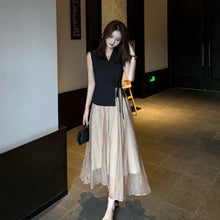 画像をギャラリービューアに読み込む, ノースリーブトップス シワ加工ロングスカート セットアップ体型カバー 着痩せ 大人可愛い オフィス
