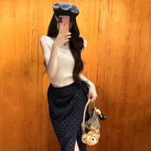 画像をギャラリービューアに読み込む, 透かし編みノースリーブ × ラップスリットスカート セットアップ デート カジュアル
