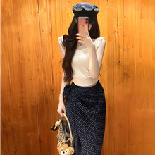 画像をギャラリービューアに読み込む, 透かし編みノースリーブ × ラップスリットスカート セットアップ デート カジュアル
