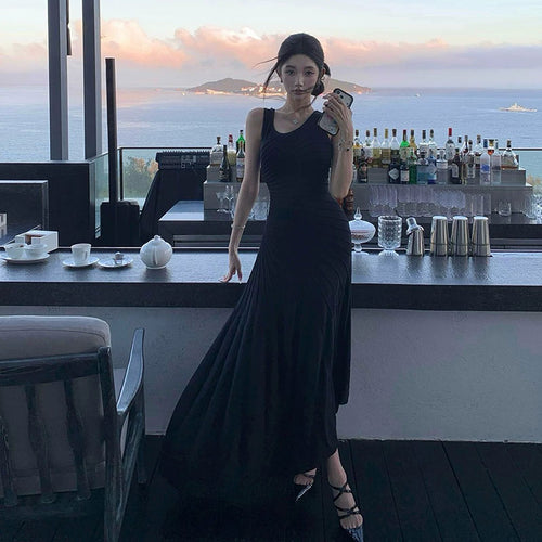 アシンメトリーワンショルダー ニットワンピース マキシ丈 セクシー きれいめ オケージョン デート