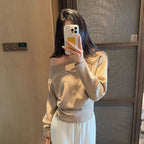 ワンショルダー オフショルダーニットトップス長袖 デート服 大人女子