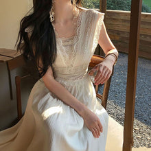 画像をギャラリービューアに読み込む, レース刺繍 Vネック ノースリーブ デートワンピース（ベスト付き）お出かけ デート 旅行 リゾート 結婚式
