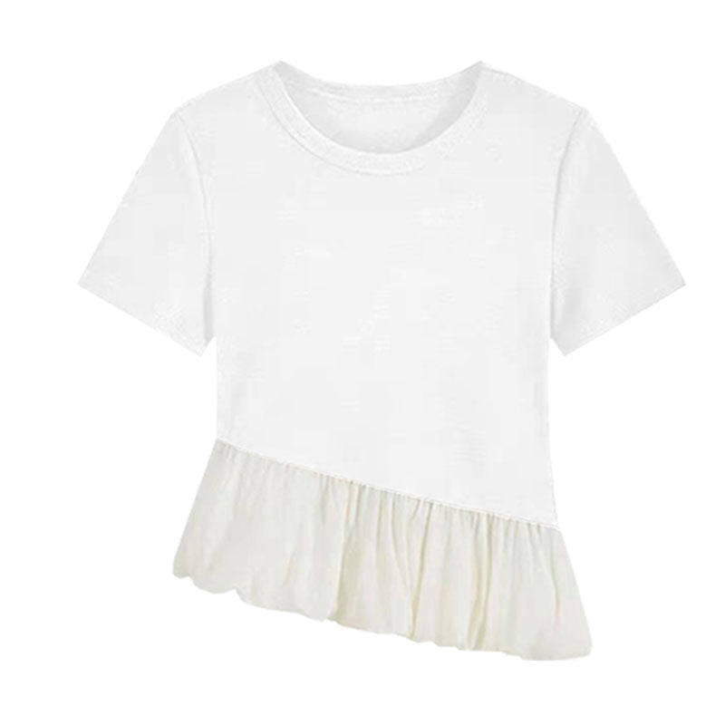 フレア裾切替半袖Tシャツトップス
