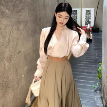 画像をギャラリービューアに読み込む, 長袖シャツ＆ロングスカートセットアップ（ベルト付き）
