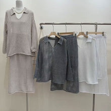 画像をギャラリービューアに読み込む, ケーブルニットカジュアルトップス＆ロングスカートセットアップ
