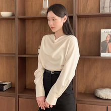 画像をギャラリービューアに読み込む, ドレープ長袖シャツブラウストップス
