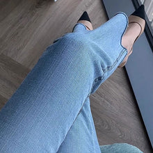 画像をギャラリービューアに読み込む, デニム八分丈ラッパズボンジーンパンツ3カラー選択ボトムス
