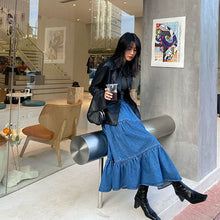 画像をギャラリービューアに読み込む, デニムフレア裾スカートAラインスカートボトムス
