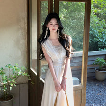 画像をギャラリービューアに読み込む, レース刺繍 Vネック ノースリーブ デートワンピース（ベスト付き）お出かけ デート 旅行 リゾート 結婚式
