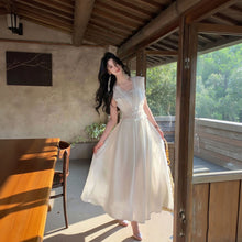 画像をギャラリービューアに読み込む, レース刺繍 Vネック ノースリーブ デートワンピース（ベスト付き）お出かけ デート 旅行 リゾート 結婚式
