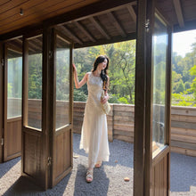 画像をギャラリービューアに読み込む, 立体フラワー レース ノースリーブ ワンピース美シルエットデートワンピース
