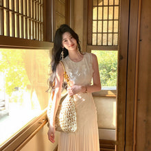 画像をギャラリービューアに読み込む, 立体フラワー レース ノースリーブ ワンピース美シルエットデートワンピース

