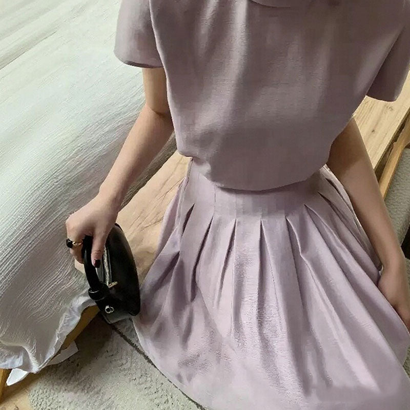 セットアップ レディース 半袖トップス プリーツロングスカートエレガント 大人きれいめ オフィス 通勤 結婚式 お呼ばれ 上品