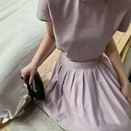 セットアップ レディース 半袖トップス プリーツロングスカートエレガント 大人きれいめ オフィス 通勤 結婚式 お呼ばれ 上品
