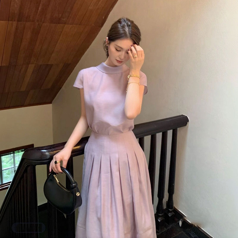 セットアップ レディース 半袖トップス プリーツロングスカートエレガント 大人きれいめ オフィス 通勤 結婚式 お呼ばれ 上品