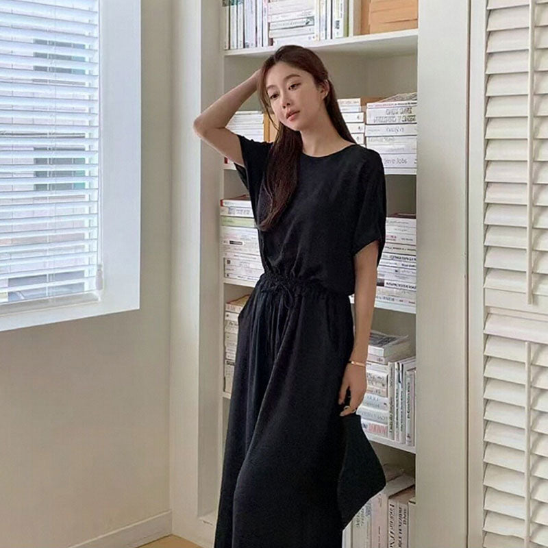 韓国風 ルーズ セットアップ トップス + ワイドパンツ 上下セットゆったり リラックス オフィスカジュアル 通勤 デート