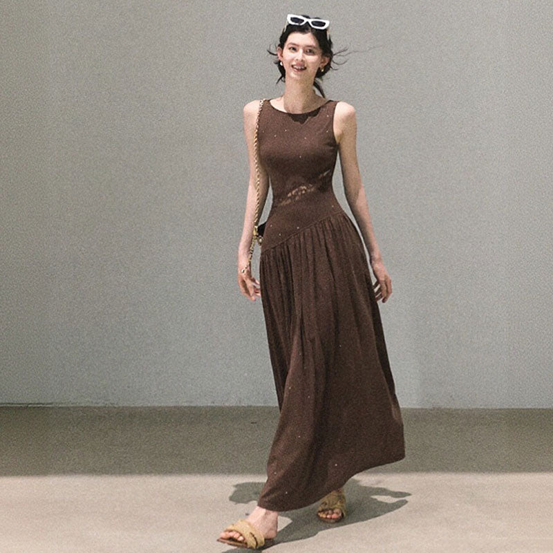 キラキラ センターカットデートワンピースノースリーブ大人可愛いデート お出かけ