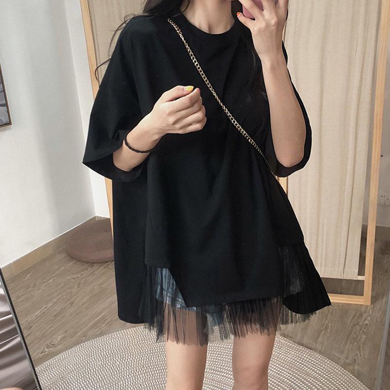 無地半袖メッシュ切替半袖Tシャツトップス
