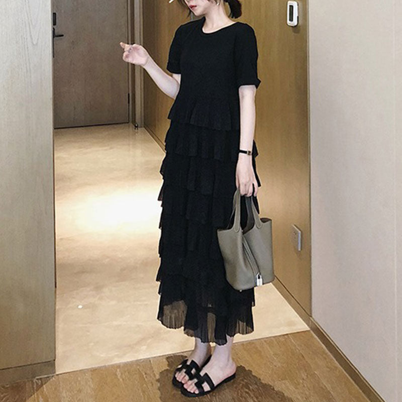 Tシャツワンピースフレア裾無地コーデカジュアルワンピース