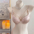 レースブラジャー & ショーツセット ダブルストラップヒョウ柄 LOVE SECRET 大人可愛い 盛れる インナー レディース