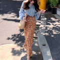 水色ブラウス × 花柄ロングスカート セットアップ レディース 春夏 ゆったり 通勤 カジュアル 大人可愛い
