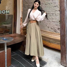 画像をギャラリービューアに読み込む, 長袖シャツ＆ロングスカートセットアップ（ベルト付き）
