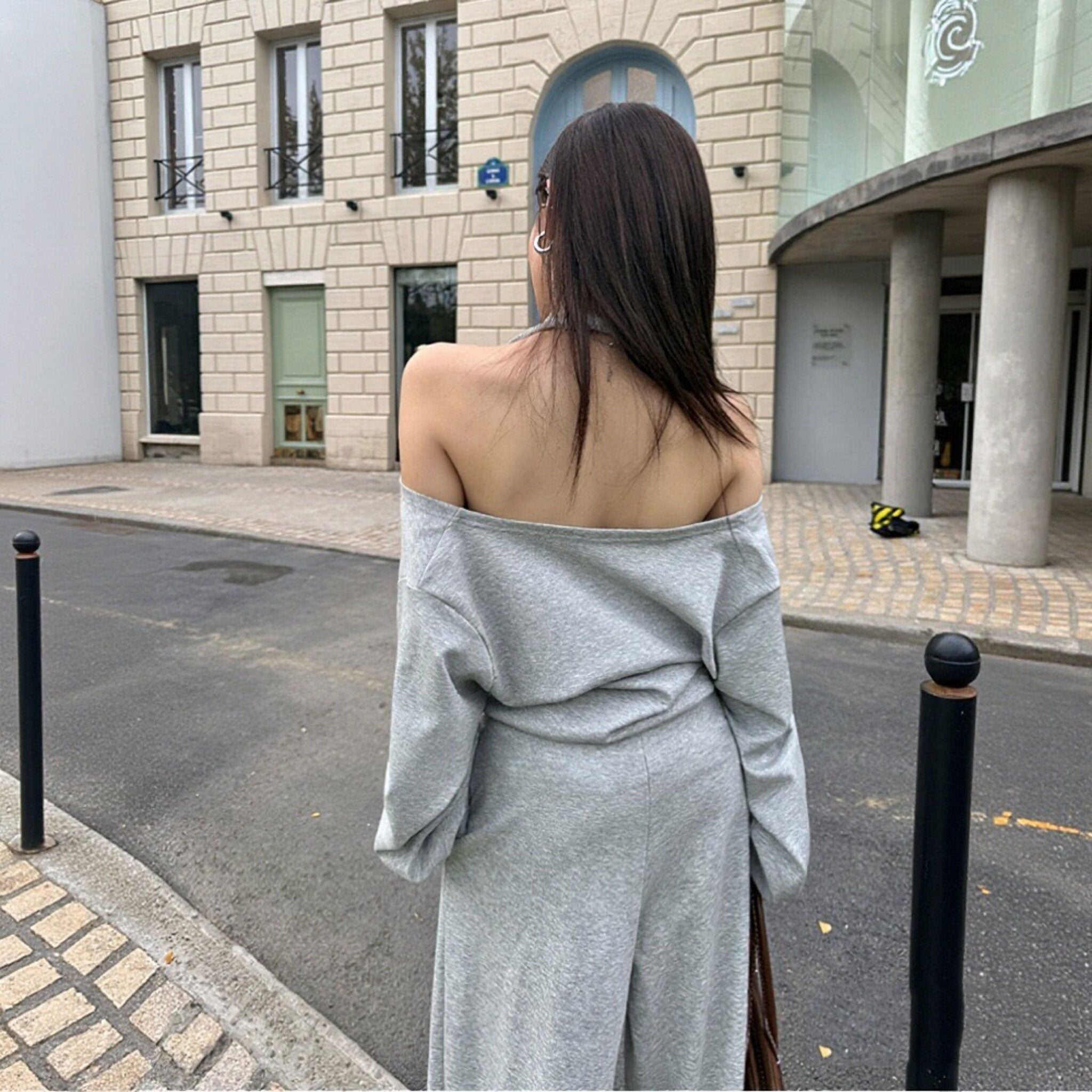 オフショルダー ハルターネック トップス ワイドパンツ セットアップ V ネック