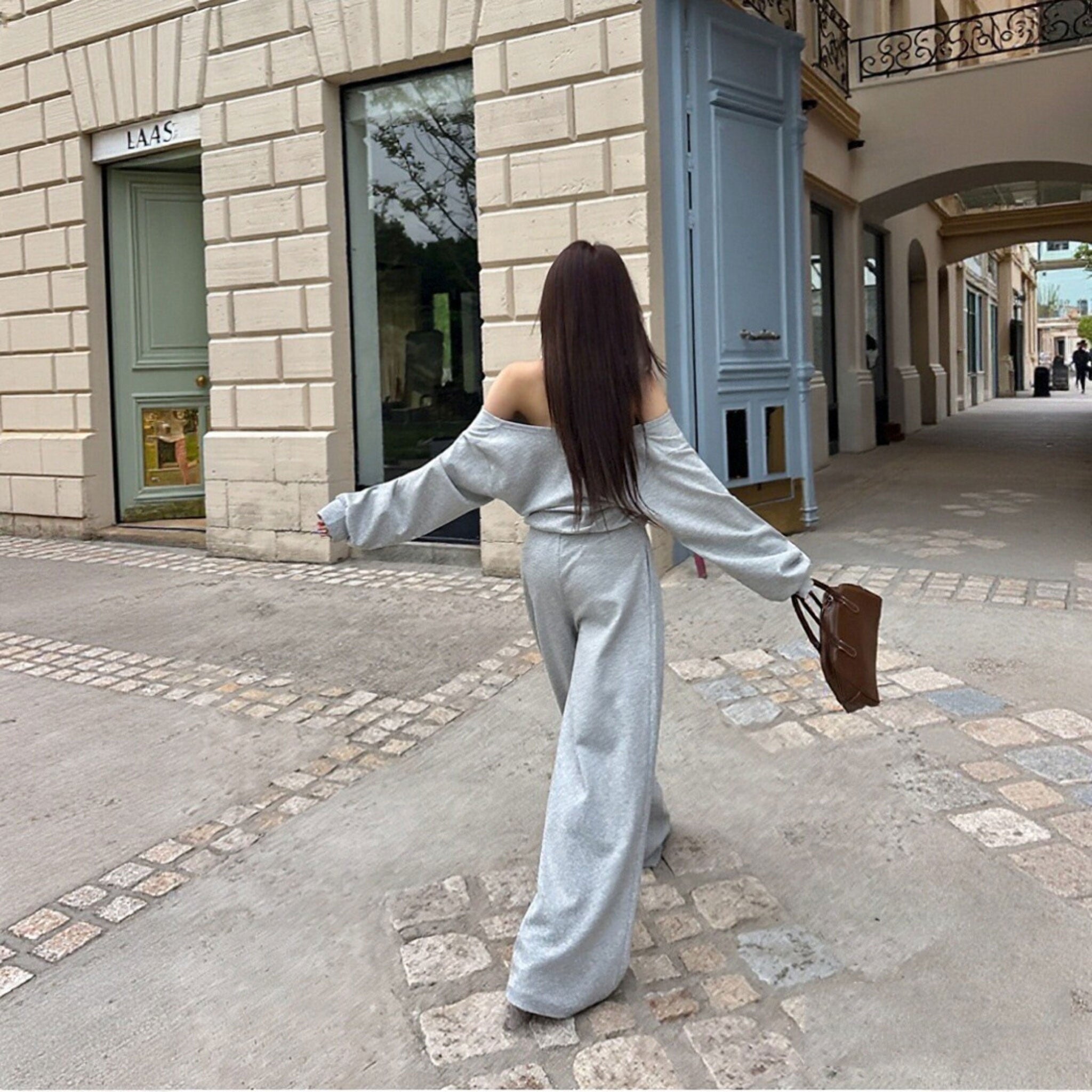 オフショルダー ハルターネック トップス ワイドパンツ セットアップ V ネック
