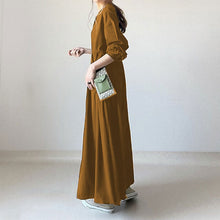 画像をギャラリービューアに読み込む, 無地長袖カジュアルワンピース
