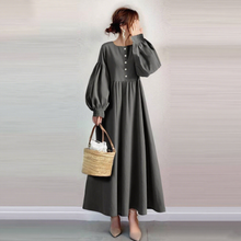 画像をギャラリービューアに読み込む, パフスリーブ無地ワンピース
