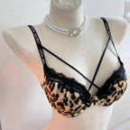 レースブラジャー & ショーツセット ダブルストラップヒョウ柄 LOVE SECRET 大人可愛い 盛れる インナー レディース
