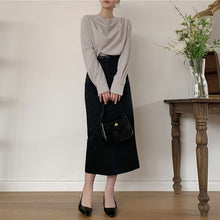 画像をギャラリービューアに読み込む, ドレープ長袖シャツブラウストップス
