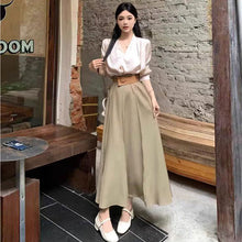 画像をギャラリービューアに読み込む, 長袖シャツ＆ロングスカートセットアップ（ベルト付き）
