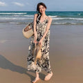 花柄キャミワンピース海旅行コーデカジュアルワンピース