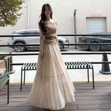 画像をギャラリービューアに読み込む, オフショルダー ニット ロングスカート セットアップ レディース ぺチハイ ウエストマーク きれいめ デート
