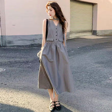 画像をギャラリービューアに読み込む, Vネックノースリーブベストワンピース高級感デートワンピース
