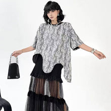 画像をギャラリービューアに読み込む, 不規則デザインレース花柄Tシャツトップス
