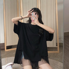 画像をギャラリービューアに読み込む, 無地半袖メッシュ切替半袖Tシャツトップス
