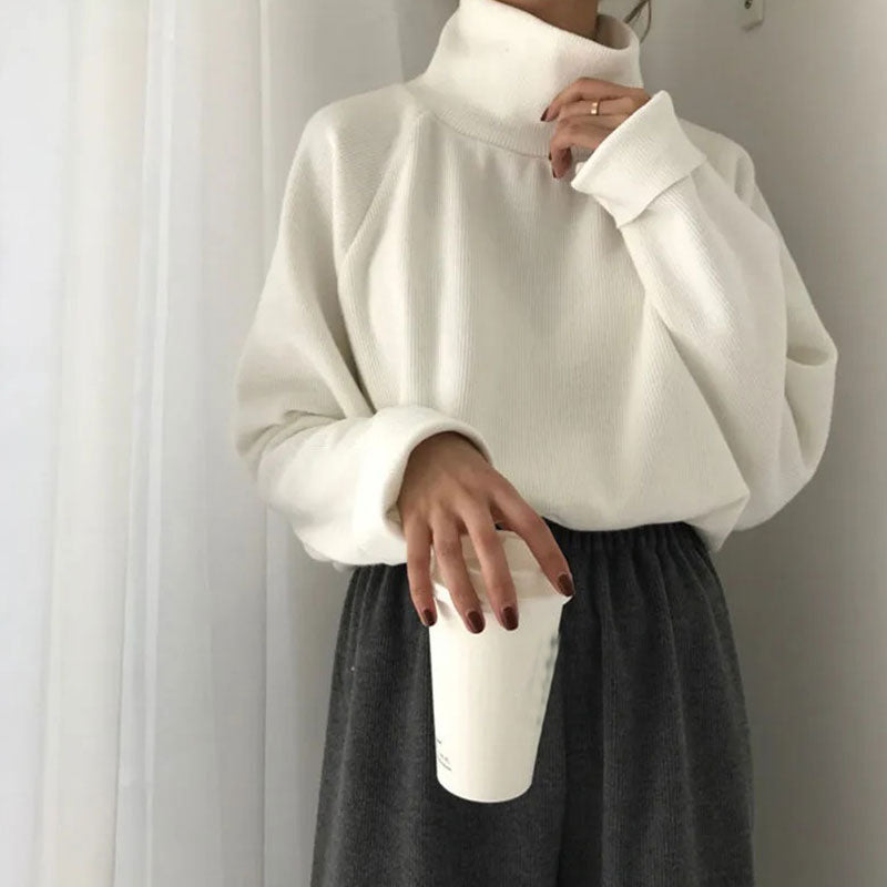 ハイネック無地シンプルコーデトップスインナー