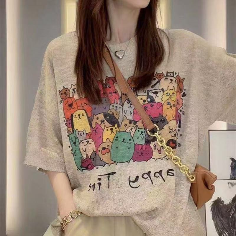 前後ろ漫画グラフィック大きいサイズＴシャツトップスカジュアルＴシャツ