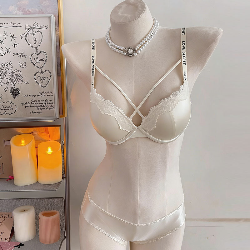 レースブラジャー & ショーツセット ダブルストラップヒョウ柄 LOVE SECRET 大人可愛い 盛れる インナー レディース