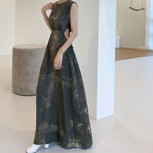 画像をギャラリービューアに読み込む, エレガンス水墨画ウエスト締めデートワンピース
