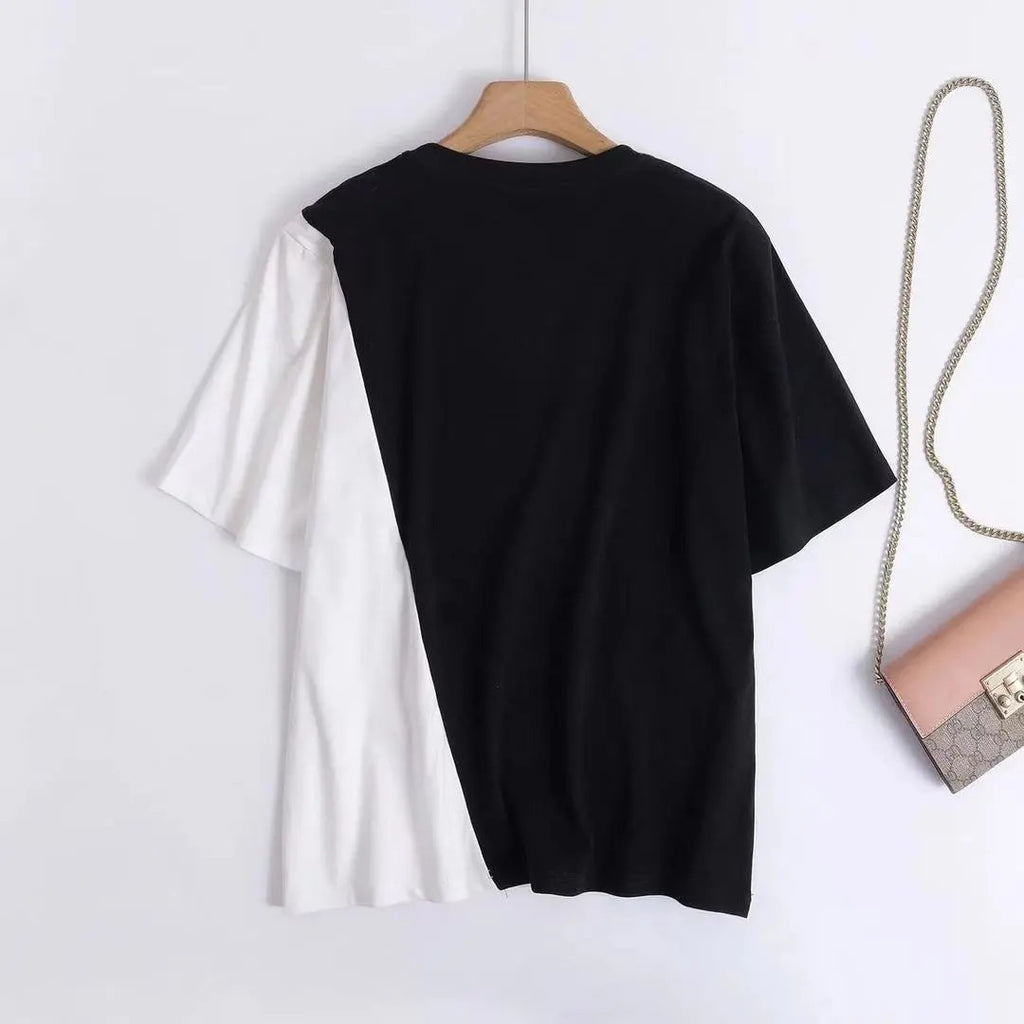 メッシュ配色切替半袖Tシャツトップス