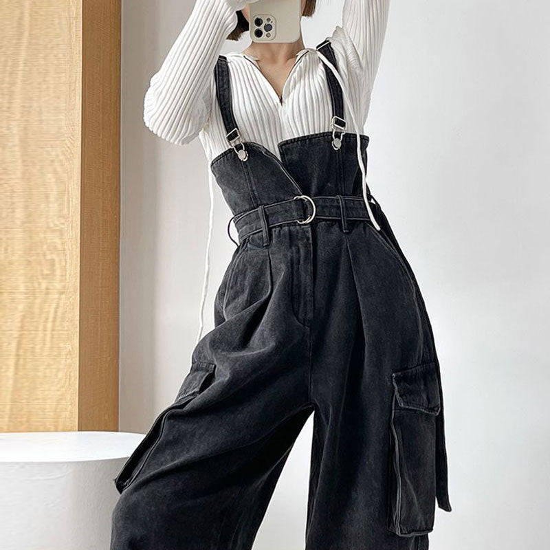 デニムサロペットオーバーオール着回しコーデオールインワン
