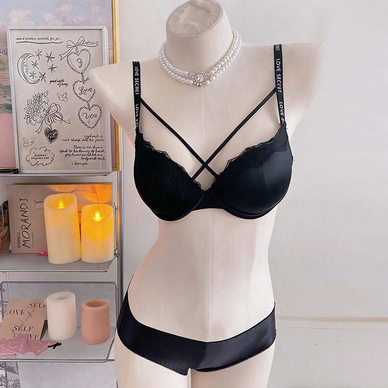 レースブラジャー & ショーツセット ダブルストラップヒョウ柄 LOVE SECRET 大人可愛い 盛れる インナー レディース