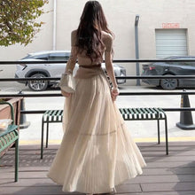 画像をギャラリービューアに読み込む, オフショルダー ニット ロングスカート セットアップ レディース ぺチハイ ウエストマーク きれいめ デート
