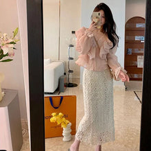 画像をギャラリービューアに読み込む, レース花柄透かし彫りスカートボトムス
