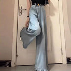 デニムジーンパンタッセルガウチョパンツ